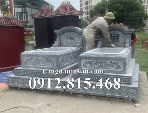 Mẫu mộ đá đôi tam cấp đơn giản đẹp bán tại Nam Định - Mộ đá tam cấp tại Nam Định