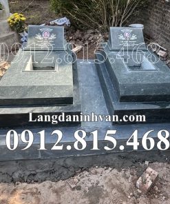 Mẫu mộ đôi đẹp đá xanh rêu đơn giản, hiện đại bán tại Bắc Giang - Chụp mộ đá xanh rêu tại Bắc Giang