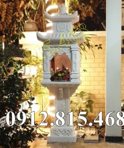 Mẫu miếu thờ đá trắng đẹp bán tại Hà Nội - Cây hương thờ thần linh ngoài trời tại Hà Nội