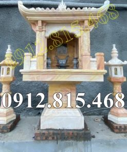 Mẫu miếu thờ đá vàng đẹp thờ thần linh thổ địa, quan thần linh bán tại Bắc Ninh, Bắc Giang - Cây hương ngoài trời thờ thần linh tại Bắc Ninh