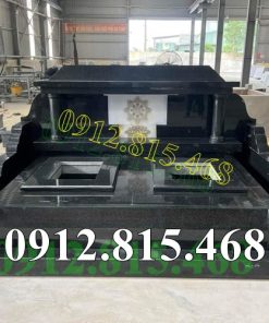 Mẫu mộ đôi đá hoa cương đẹp xây sẵn thiết kế hiện đại đơn giản - Chụp mộ đá đôi đẹp