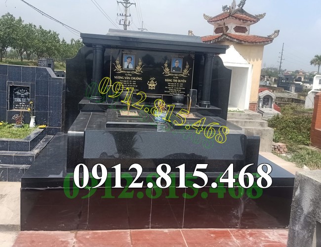 Mẫu mộ đôi đá hoa cương granite nguyên khối đơn giản hiên đại đẹp 040 - Mộ đôi đẹp