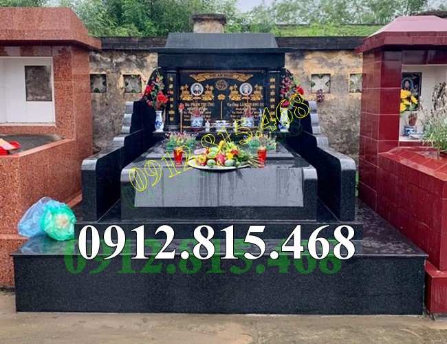 Mẫu mộ đôi đá hoa cương kim sa Ấn Độ đẹp thiết kế hiện đại hợp phong thủy 040 - Mộ đá đẹp