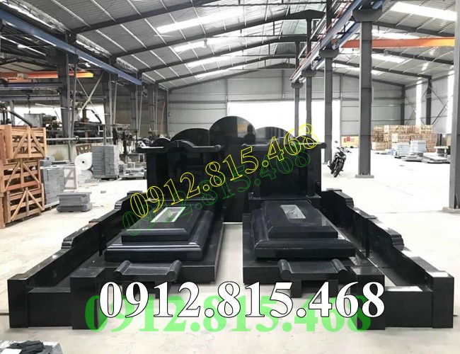 Thiết kế xây mẫu mộ đôi đá hoa cương đẹp, hiện đại - Mộ sang thân, nhà mồ song thân