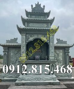 Mẫu lăng mộ đá xanh rêu đẹp 3 mái bán tại Bắc Ninh, Bắc Giang - Lăng mộ đá đẹp bán tại Bắc Ninh