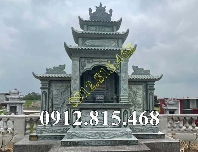 Mẫu lăng mộ đá xanh rêu đẹp 3 mái bán tại Bắc Ninh, Bắc Giang - Lăng mộ đá đẹp bán tại Bắc Ninh