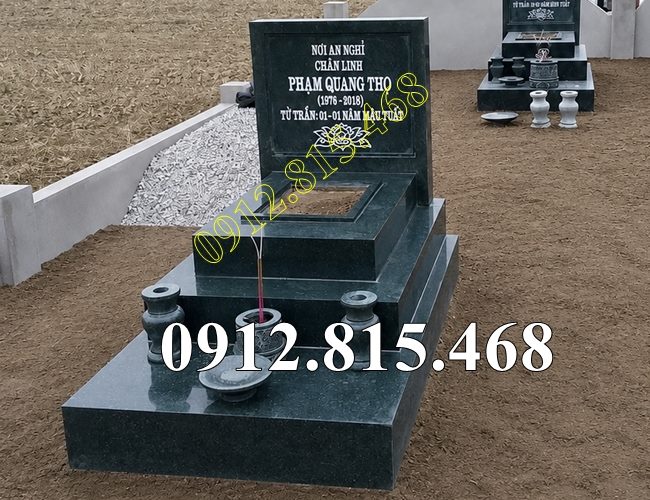 Mẫu mộ đá granite xanh rêu đơn giản đẹp bán tại Bắc Ninh, Bắc Giang - Mộ đá công viên nghĩa trang tại Bắc Ninh