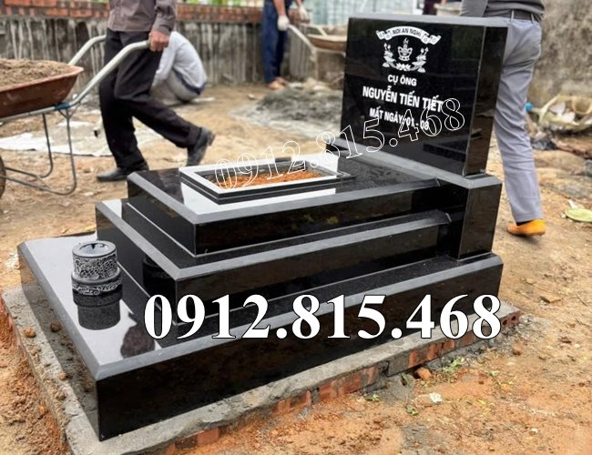 Mẫu mộ đá hoa cương Kim Sa Ân Độ đơn giản đẹp bán tại Hà Tĩnh - Mộ đá granite Kim Sa tại Hà Tĩnh