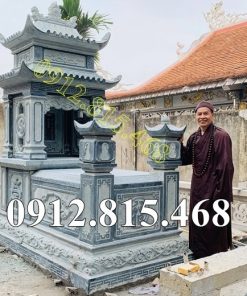 Mẫu mộ đá xanh rêu 2 mái đẹp bán tại Hà Nội - Mộ đá đẹp tại Hà Nội