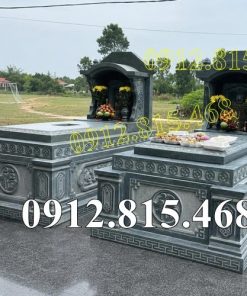 Mẫu mộ đá xanh rêu có mái che đơn giản đẹp bán tại Quảng Ninh - Lăng mộ đá bán tại Quảng Ninh