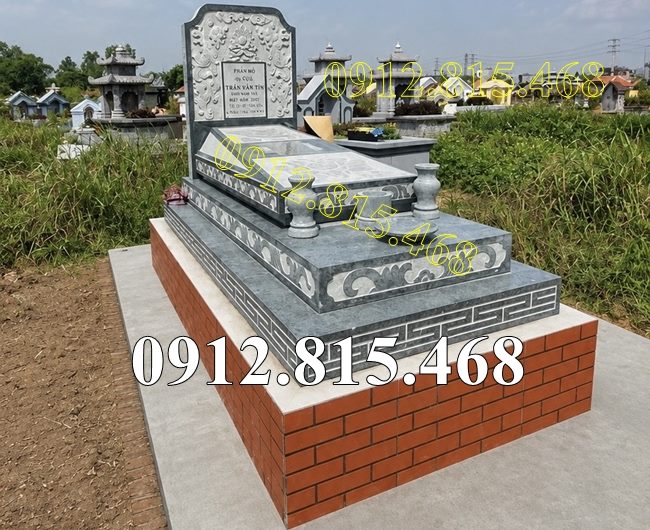 Mẫu mộ đá xanh rêu đẹp xây kim tĩnh đơn giản chuẩn phong thủy bán tại Quảng Ninh - Chụp mộ đẹp tại Quảng Ninh