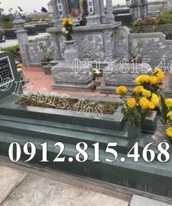 Mẫu mộ đá xanh rêu xây tam cấp đơn giản đẹp bán tại Quảng Ninh - Mộ đá bán tại Quảng Ninh