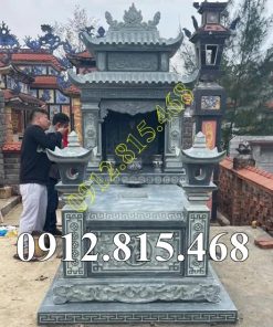 Mẫu mộ đẹp đá xanh rêu 2 mái bán tại Quảng Ninh - Lăng mộ đá tại Quảng Ninh
