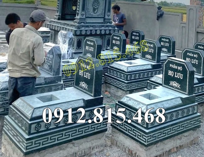 Mẫu mộ tam cấp đá xanh rêu đơn giản đẹp bán tại Bắc Ninh, Bắc Giang - Chụp mộ đẹp tại Bắc Ninh
